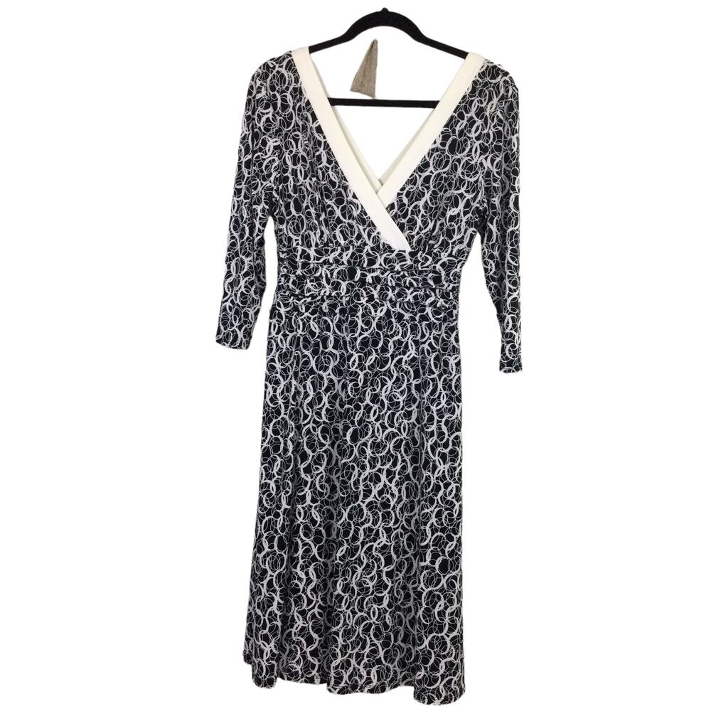 Sandra Darren Retro Workwear Chic Empire Waist Graphic Chain Link Midi Dress 10